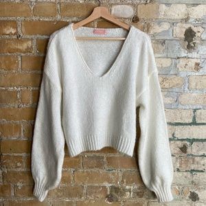 Urban Outfitters Cropped V-Neck Knit Sweater